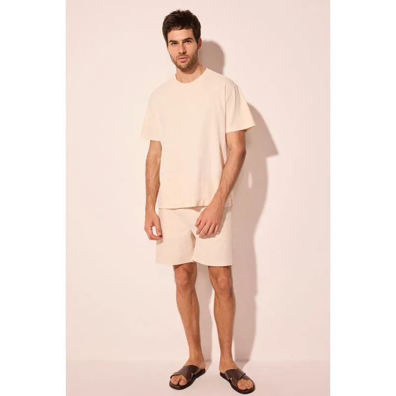 Camiseta Manga Curta Oversized Cascalho Bege G/L