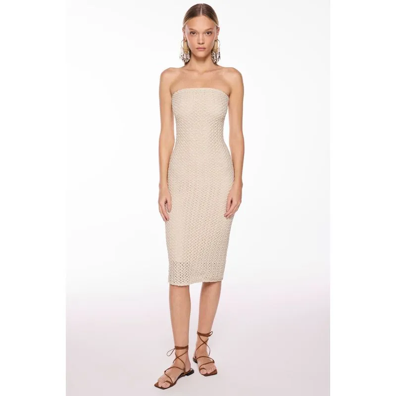 Vestido Midi Tramas Off White GG/XL