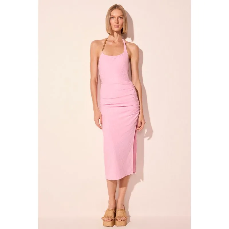 Saia Midi Com Franzido Lateral Pelicano Rosa G/L