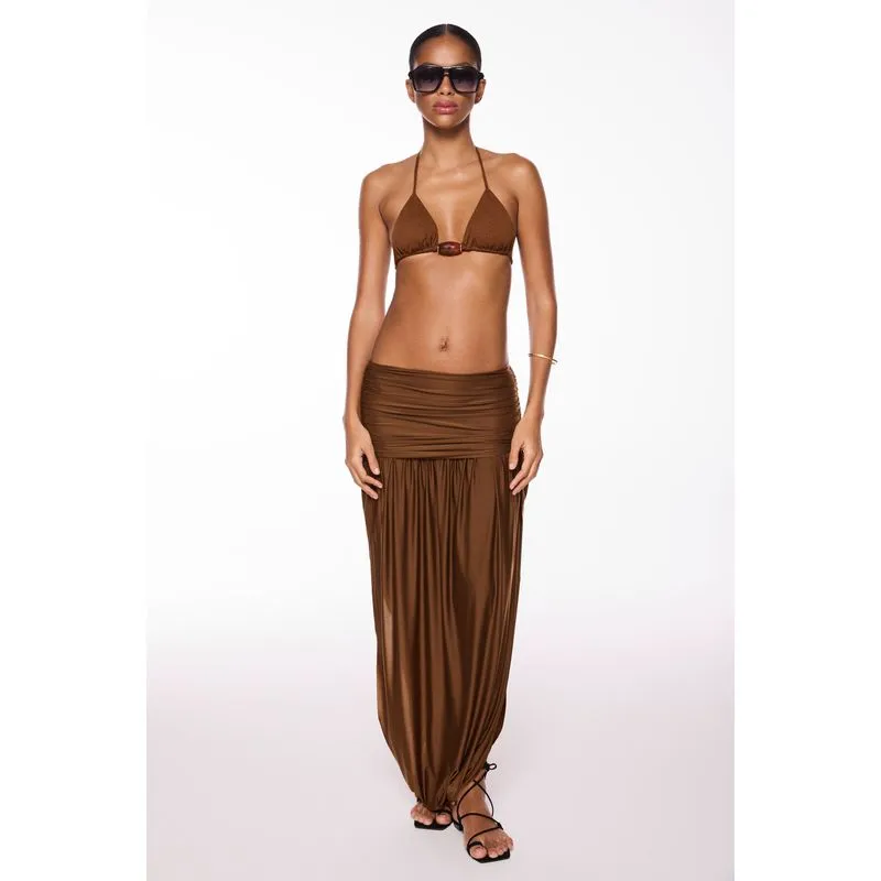 Saia Midi Ambar Marrom MARROM/BROWN P/S