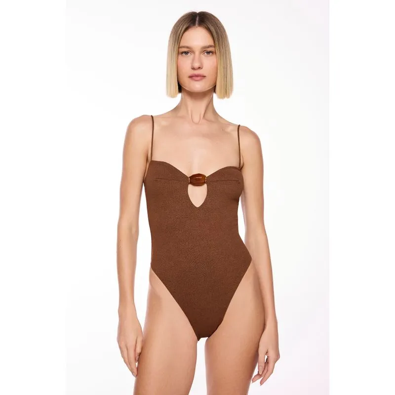 Maiô Alça Ambar Marrom MARROM/BROWN P/S