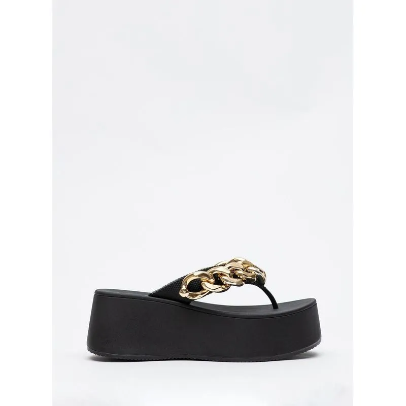 Chinelo Petite Jolie Plus II Preto/Ouro PJ7350II 36