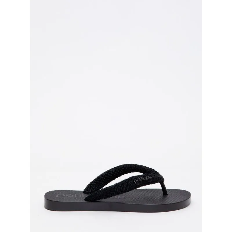Chinelo Petite Jolie Fresh Crochê Preto PJ7766 37
