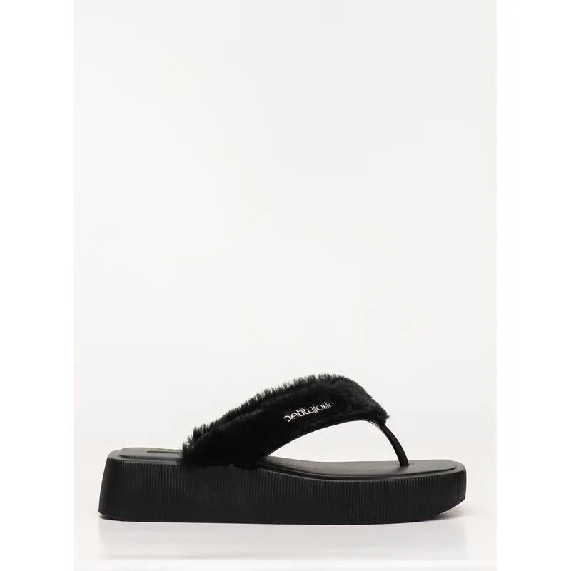 Chinelo Petite Jolie Hit Fur Preto PJ7708 35-6