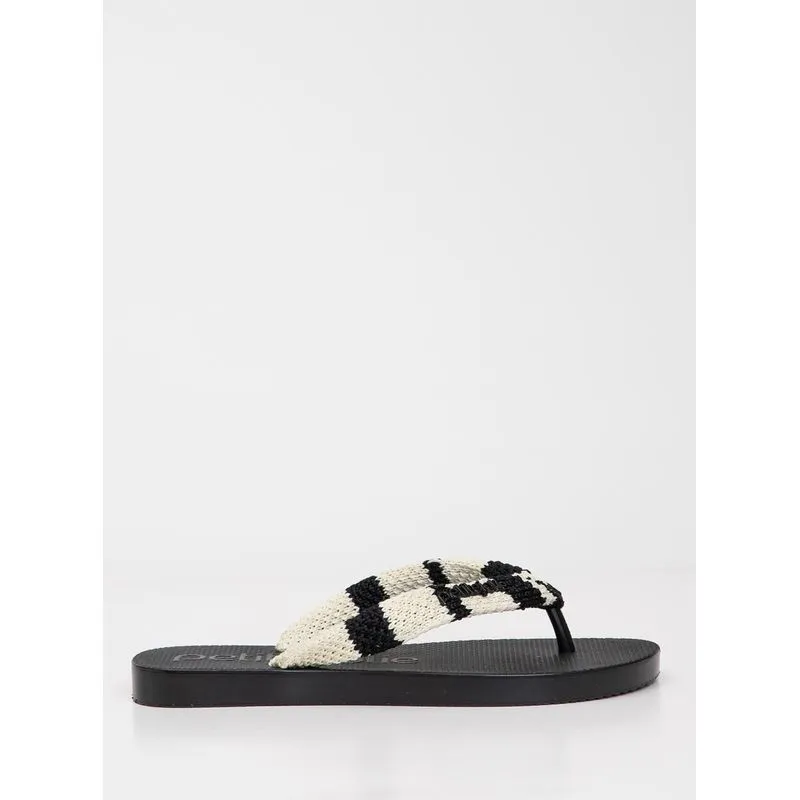 Chinelo Petite Jolie Fresh Crochê Preto/White PJ7766 39-0