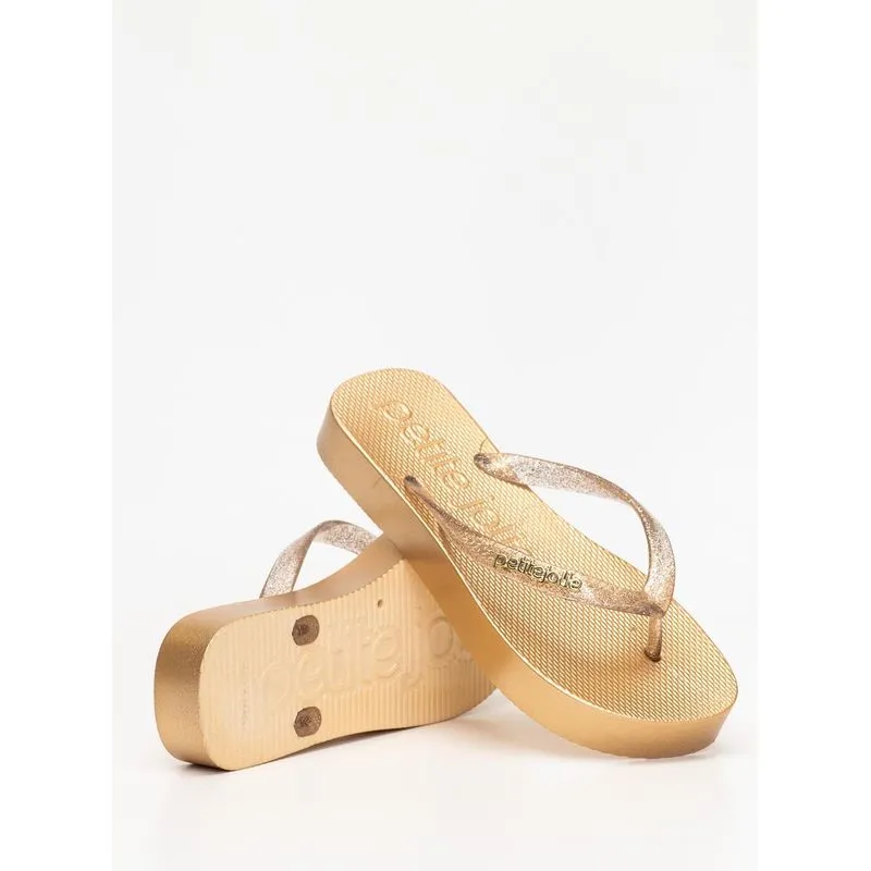 Chinelo Petite Jolie Fresh Up Glitter Ouro/Vanilla PJ7705 33-34