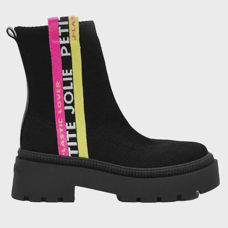 Bota Feminino Off Boot Knit Preto Petite Jolie PJ7280
