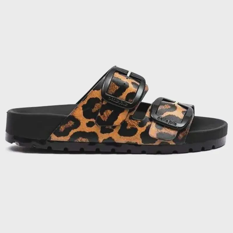 Chinelo Feminino Lovin Flat Preto Animal Print Petite Jolie PJ7289