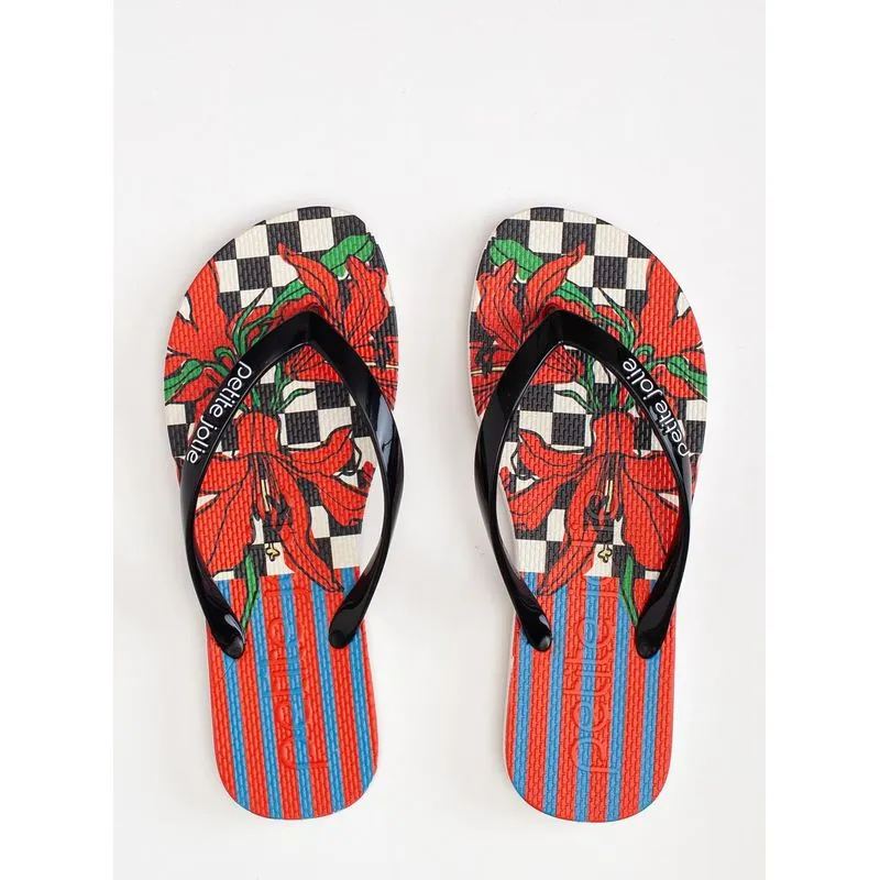 Chinelo Petite Jolie Fresh Preto/White/Floral 18 PJ6969 35