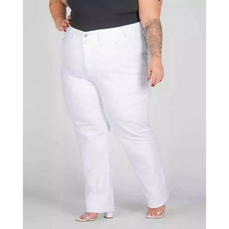 Calça Jeans Feminina Cigarrete Oversized 38667 Tam 58 A 66
