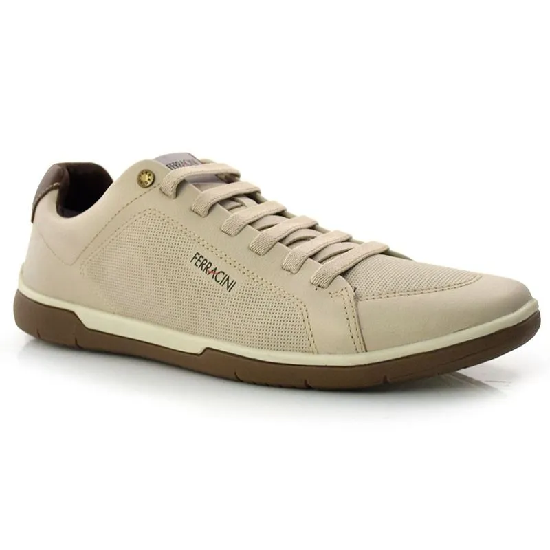 Sapatênis de Couro Masculino Ferracini Creme 7252 42