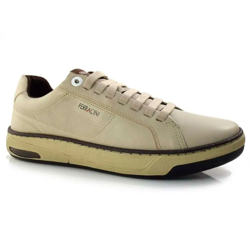 Sapatênis Masculino de Couro Ferracini Angra Creme 7651 37
