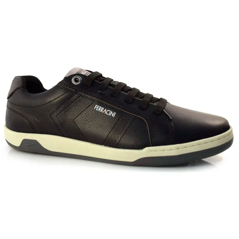 Sapatênis Masculino de Couro Ferracini Lexus Preto 7052 40