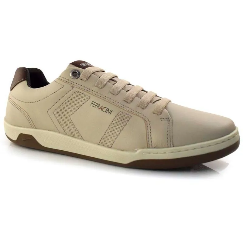 Sapatênis Masculino de Couro Ferracini Lexus Creme 7052 41