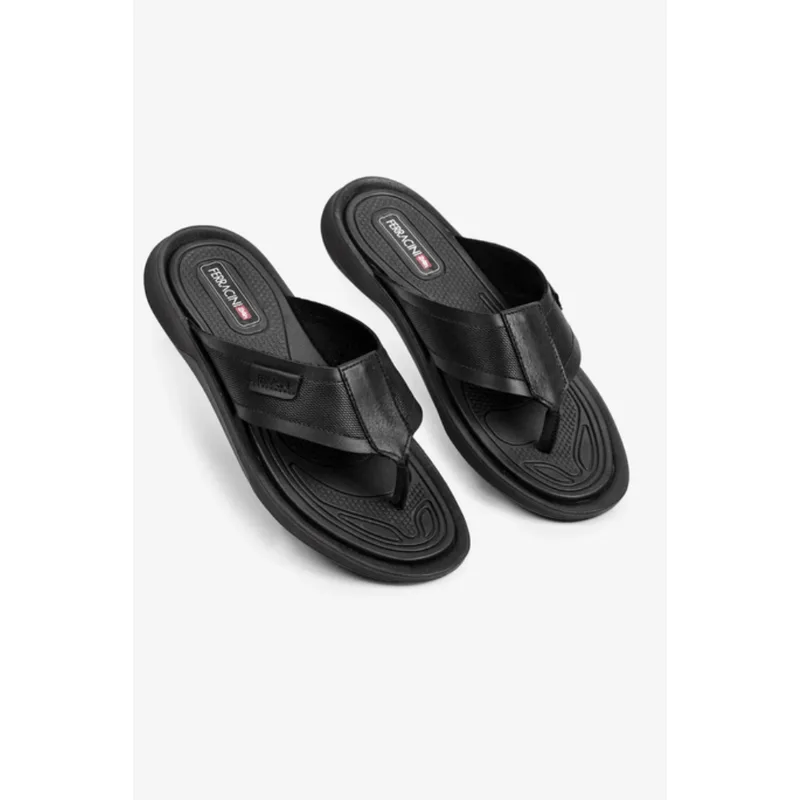 Chinelo Ferracini Casual Masculino Couro 1590a Preto 39