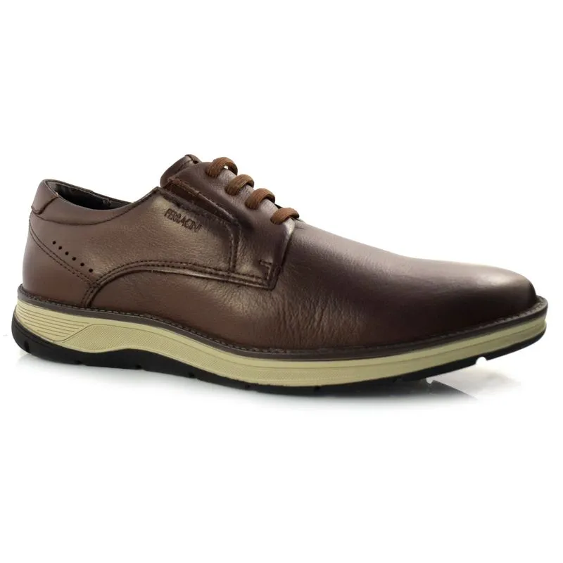 Sapato Social Masculino de Couro Ferracini Fluence Marrom 5550 42