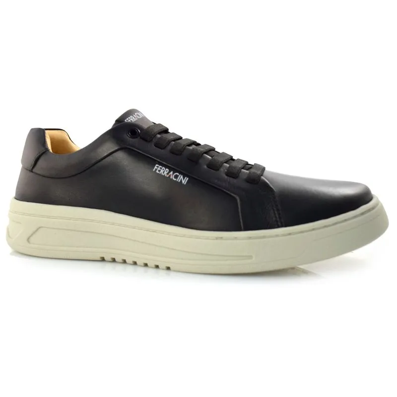 Tênis Masculino de Couro Ferracini Preto 9755 37