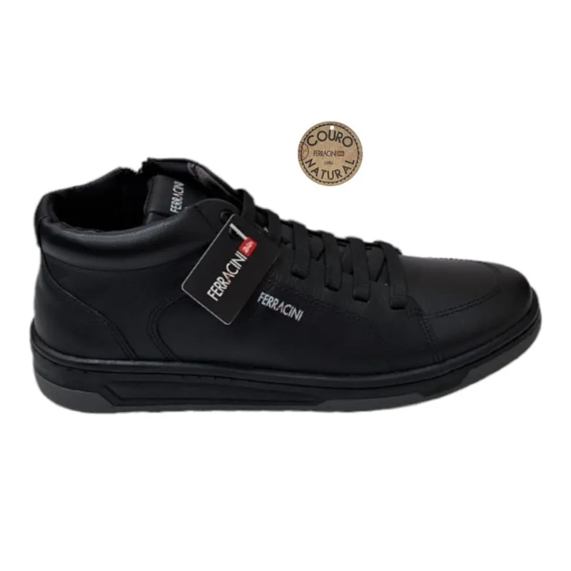 Bota de Couro Masculina Coturno Cano Curto Ziper - Ferracini