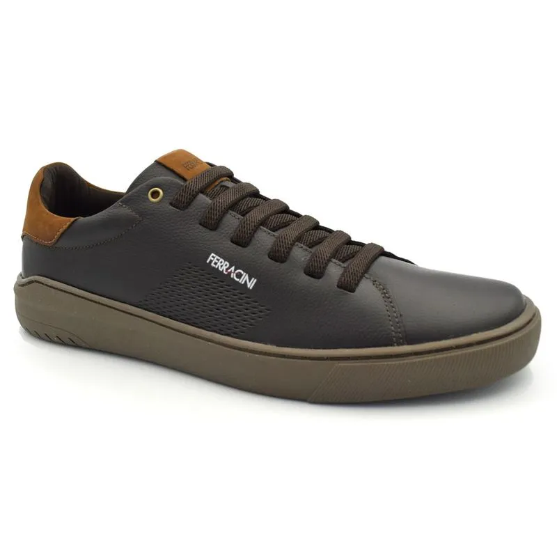 Sapatênis de Couro Masculino Ferracini Glow Marrom 2326 43
