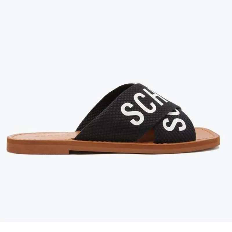Sandália rasteira de X schutz logo preta S 20889 0004 0002 schutz