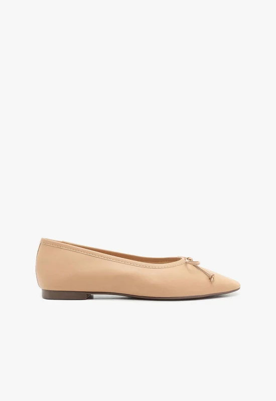 Arissa Beige Leather Ballet Flat 7 / Honey Beige / Leather