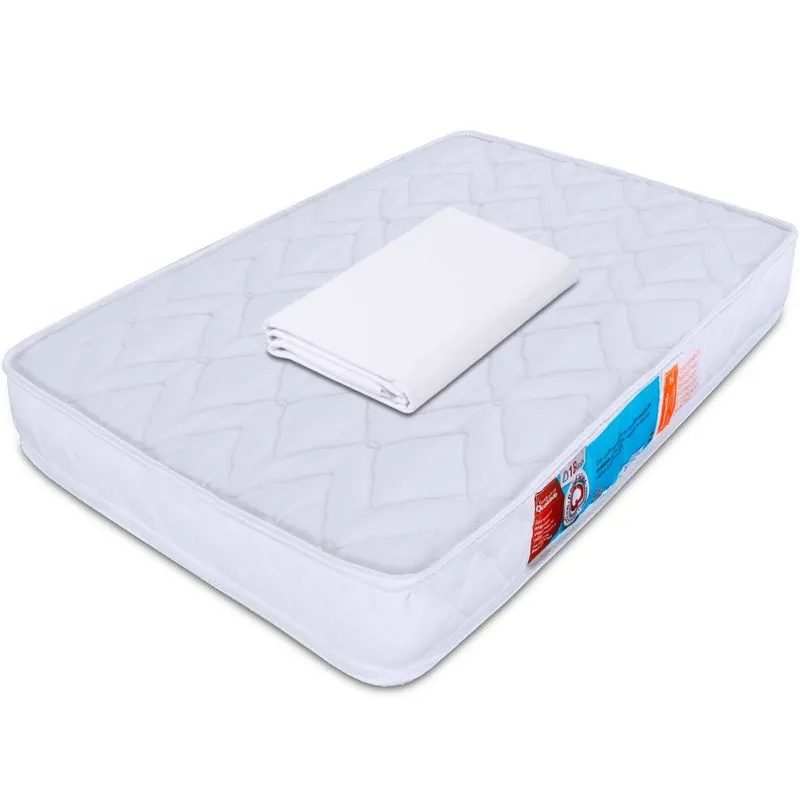 Colchão para Berço Desmontável Chiqueirinho Cercadinho 100x70x10cm + Lençol Avulso com elástico Percal 180 Fios Antialérgico - bf Colchões