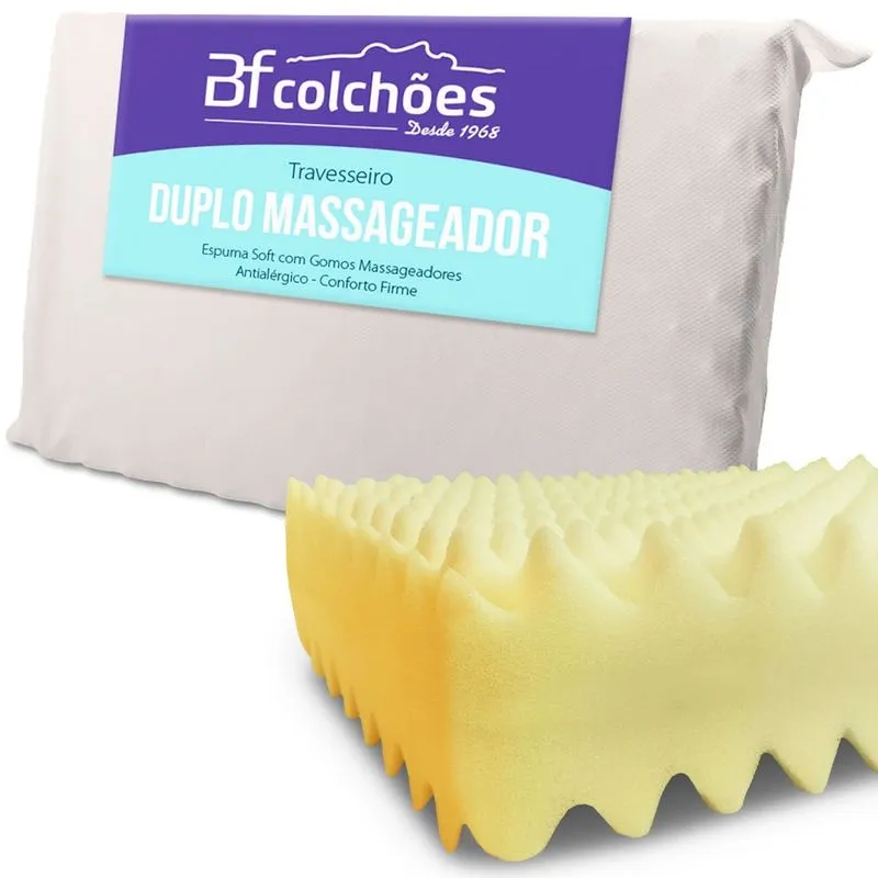 Travesseiro Massageador Duplo Percal 180 fios Espuma Soft Macio 50x70cm bf Colchões