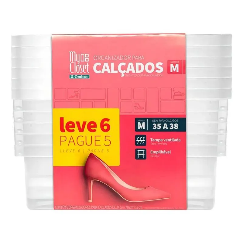 Conjunto Caixa De Sapato Leve 6 E Pague 5 Ordene Cor Cristal