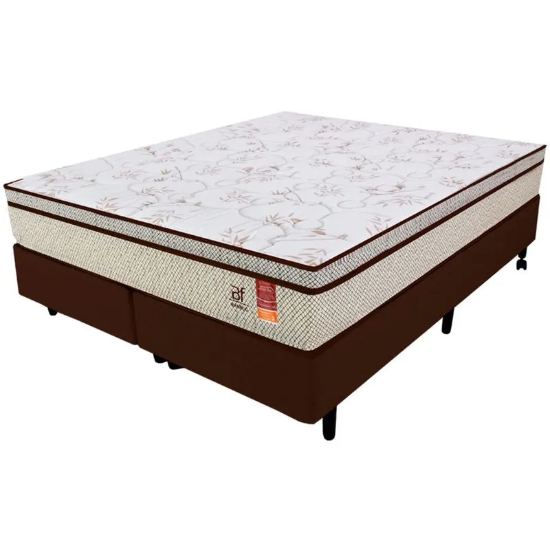 Cama Box King Colchão Molas Ensacadas + Box Microfibra Marrom 193x203x57cm - Bf Colchões