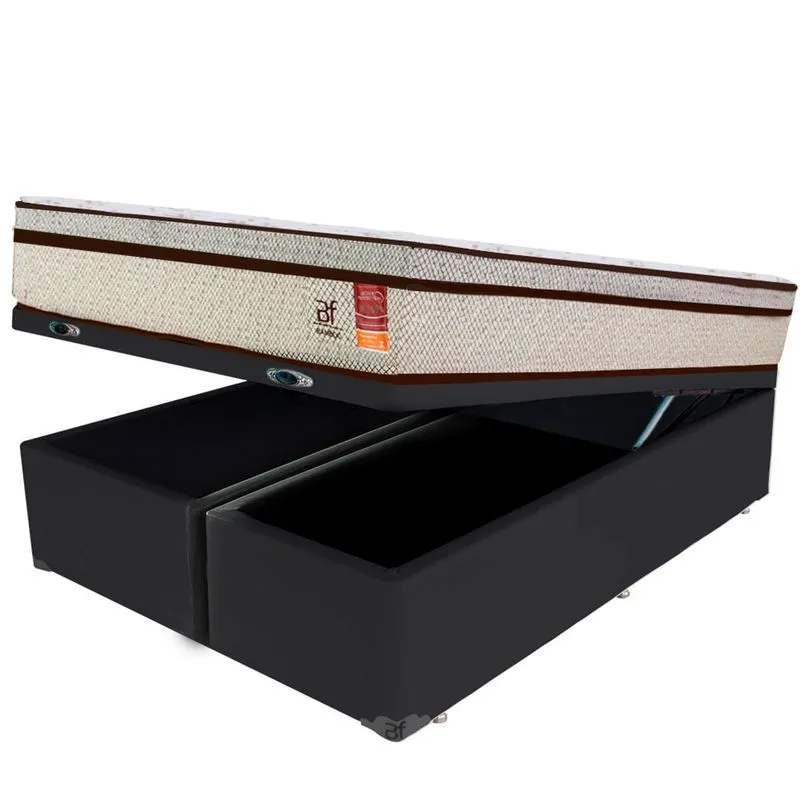 Cama Box Baú King + Colchão Molas Ensacadas bf Colchões 193x203x64cm
