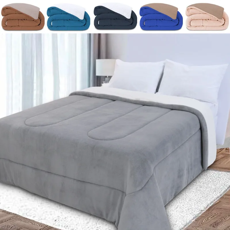 Coberdrom Casal Edredom Dupla-face Soft Aveludado e Sherpa tipo Lã 240x190cm - bf Colchões