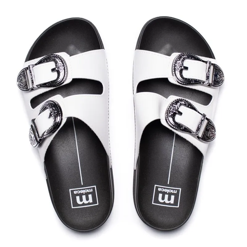Chinelo Feminino Moleca Napa Fivelas Branco - 37