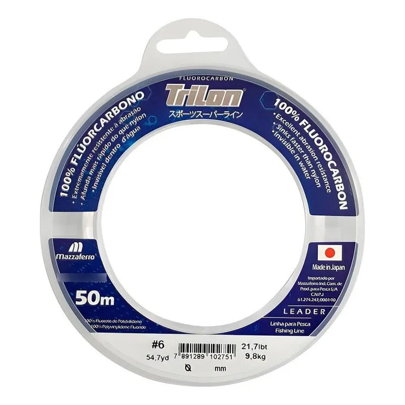 3x Linha De Pesca 100% Fluocarbon Leader Trilon 50 Metros Co