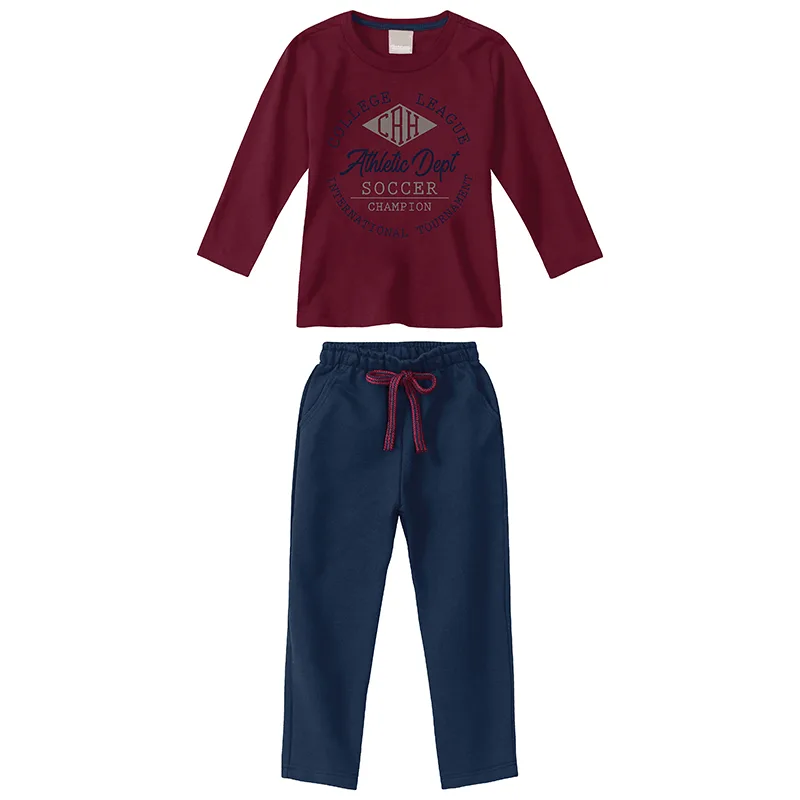 Conjunto Infantil Menino Meia Estação Estampado Soccer Champion 1/3 - 1000065007-BORDO-3