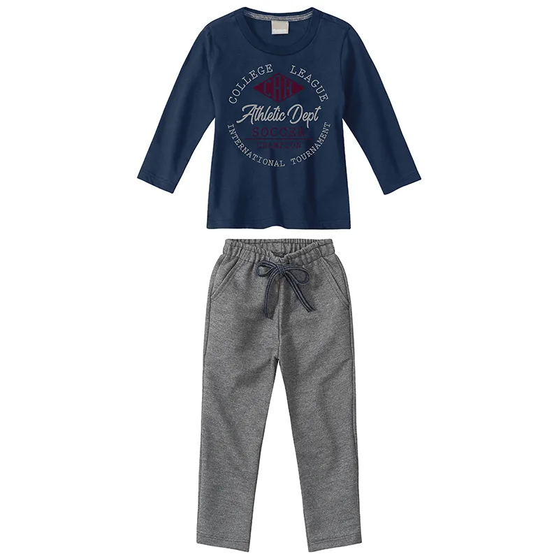 Conjunto Infantil Menino Meia Estação Estampado Soccer Champion 1/3 - 1000065007-MARINHO-1