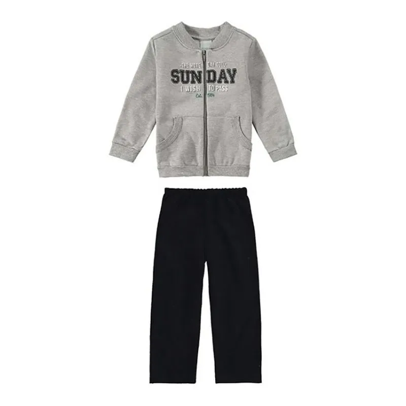 Conjunto Infantil Menino Moletom Com Estampa frontal 1/3 - 1000064593-CINZA MEDIO-1