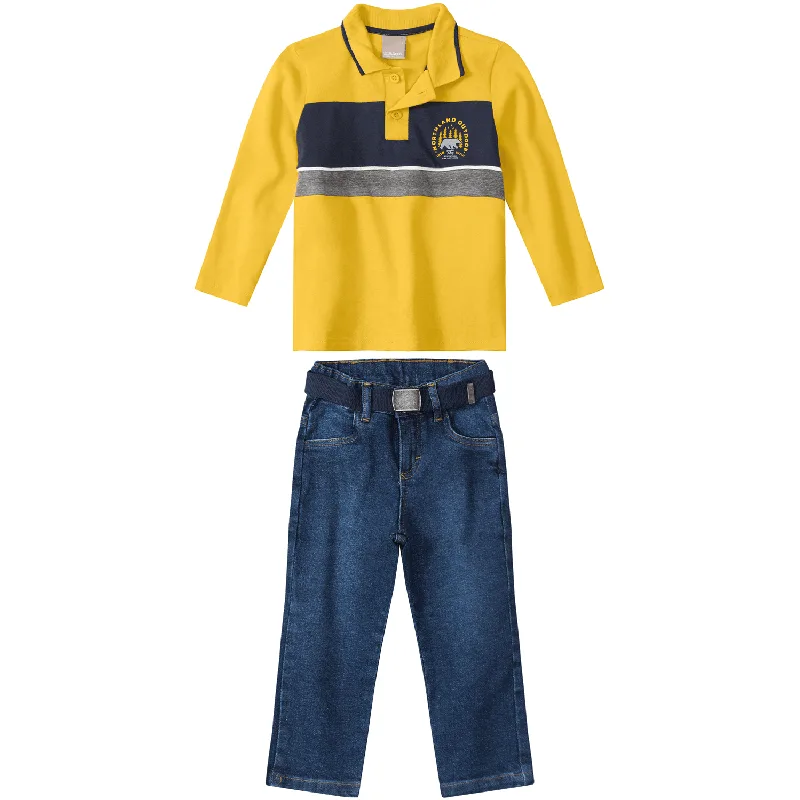 Conjunto Infantil Menino Meia Estação Com Estampa Discreta 4/8 1000064285-AMARELO-8
