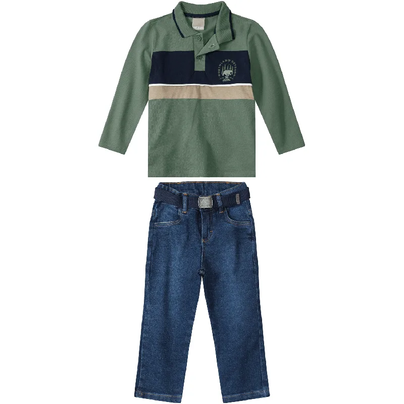 Conjunto Infantil Menino Meia Estação Com Estampa Discreta 4/8 1000064285-VERDE-8