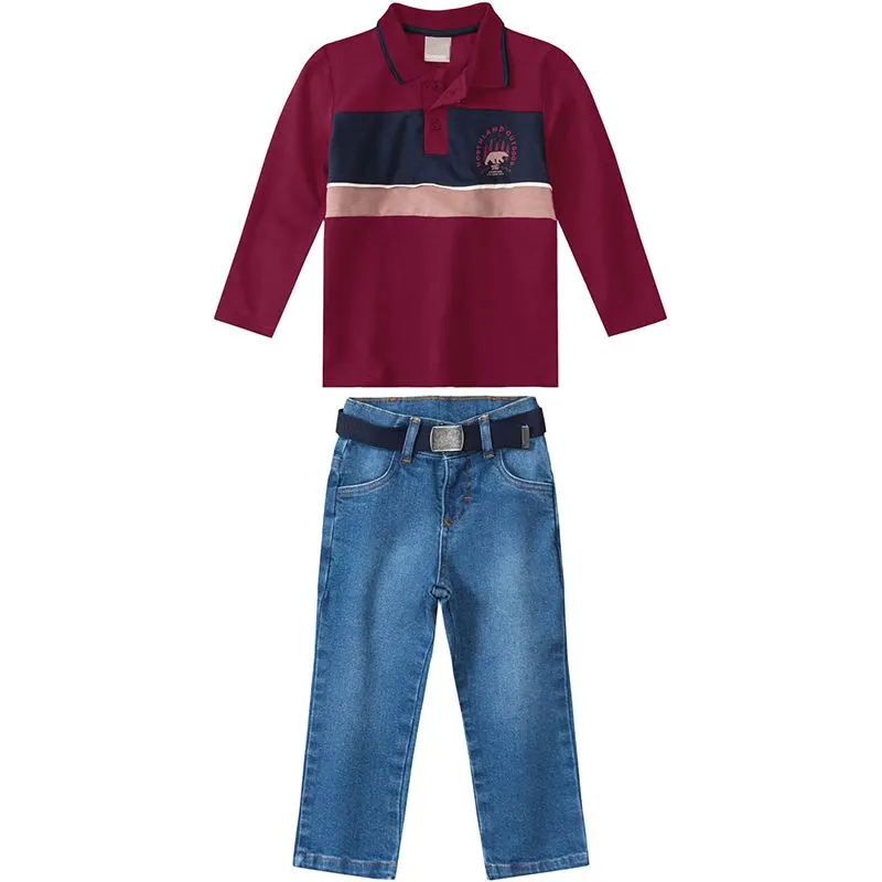 Conjunto Infantil Menino Meia Estação Com Estampa Discreta 4/8 1000064285-VERMELHO ESC-8