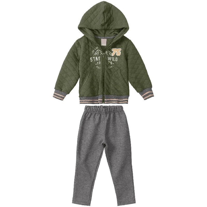 Conjunto Infantil Menino Moletom Com Estampa Stay Wild - 4/8 1000064263-VERDE-8