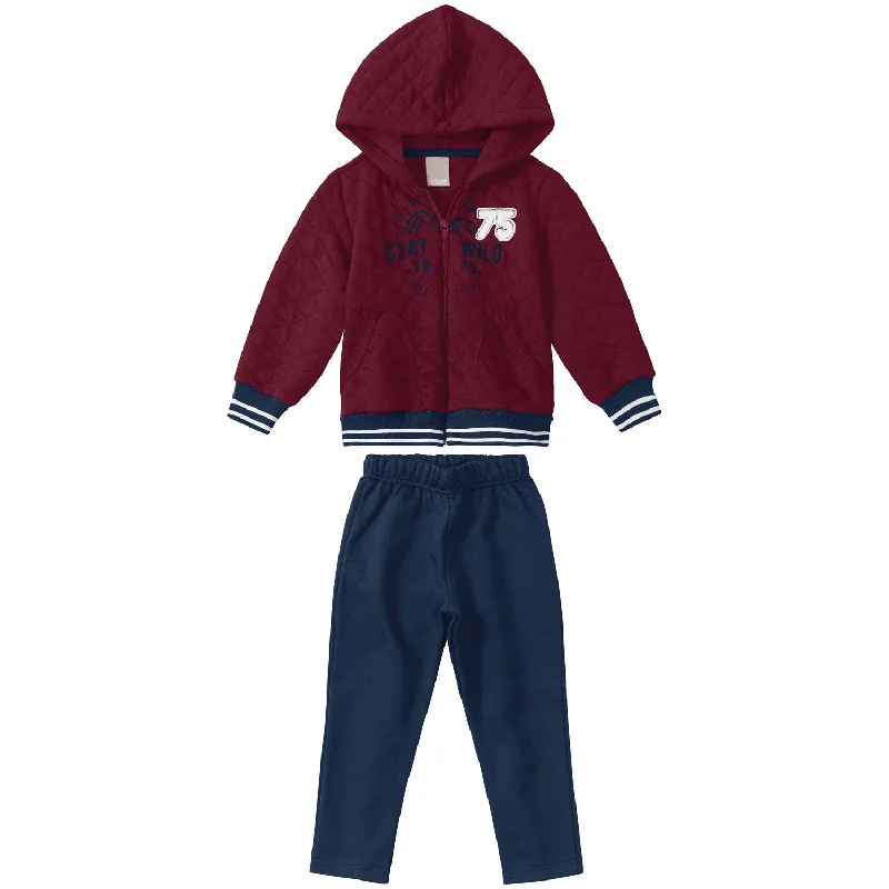 Conjunto Infantil Menino Moletom Com Estampa Stay Wild - 4/8 1000064263-BORDO ESCURO-8