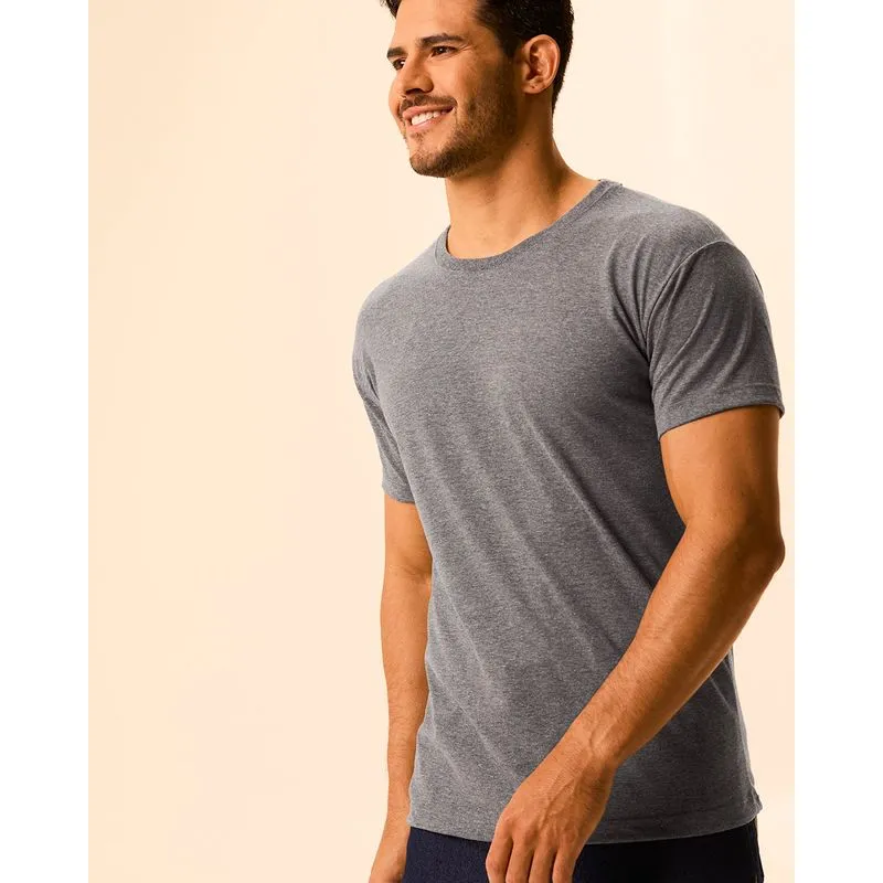 Camiseta Original Masculina Decote Redondo Em Algodão Cinza Escuro - GG