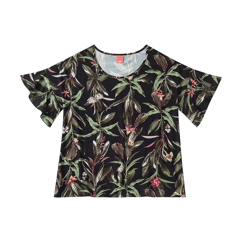 Blusa Plus Size Feminina Com Estampa Diversa PP/XGG - 1000070602-PRETO-G