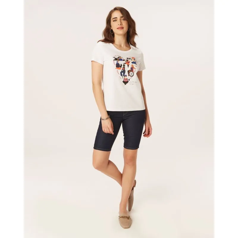 Bermuda Feminina Ciclista Em Jeans Com Elastano Azul - 42