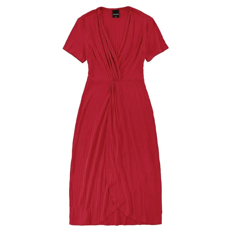 Vestido Feminino Malwee Decote Transpassado Ribana