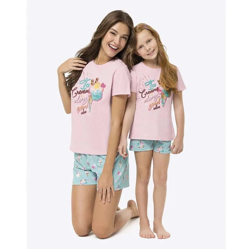 Pijama Verão Mãe e Filha Ice Cream - Malwee Liberta