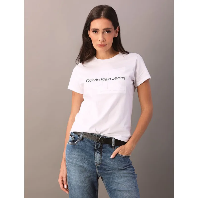Camiseta Feminina Logo Centralizado Calvin Klein Jeans - Branco Camiseta Feminina Logo Centralizado Calvin Klein Jeans Branco m