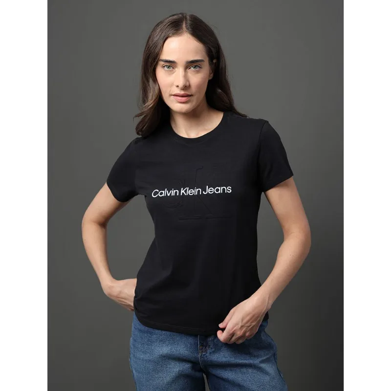 Camiseta Feminina Logo Centralizado Calvin Klein Jeans - Preto Camiseta Feminina Logo Centralizado Calvin Klein Jeans Preto Gg