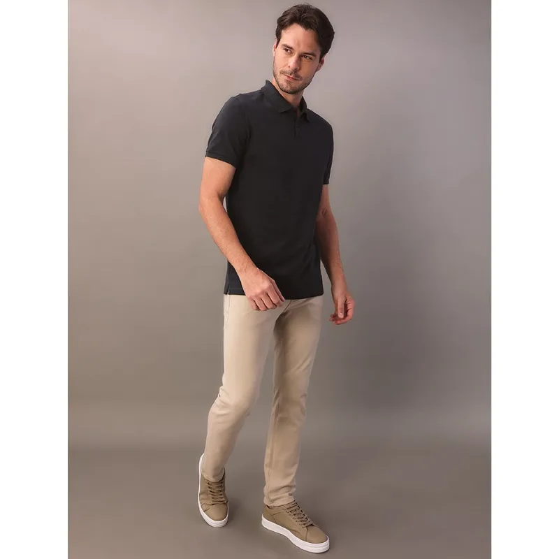 Camisa Polo Masculina Básica Sem Friso Calvin Klein - Azul Marinho Camisa Polo Masculina Básica Sem Friso Calvin Klein Azul Marinho Gg