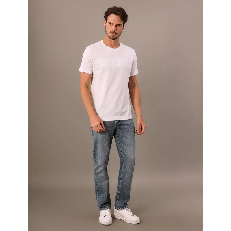 Camiseta Masculina Básica Estampa Logo Embossing Calvin Klein - Branco Camiseta Masculina Básica Estampa Logo Embossing Calvin Klein Branco Ggg